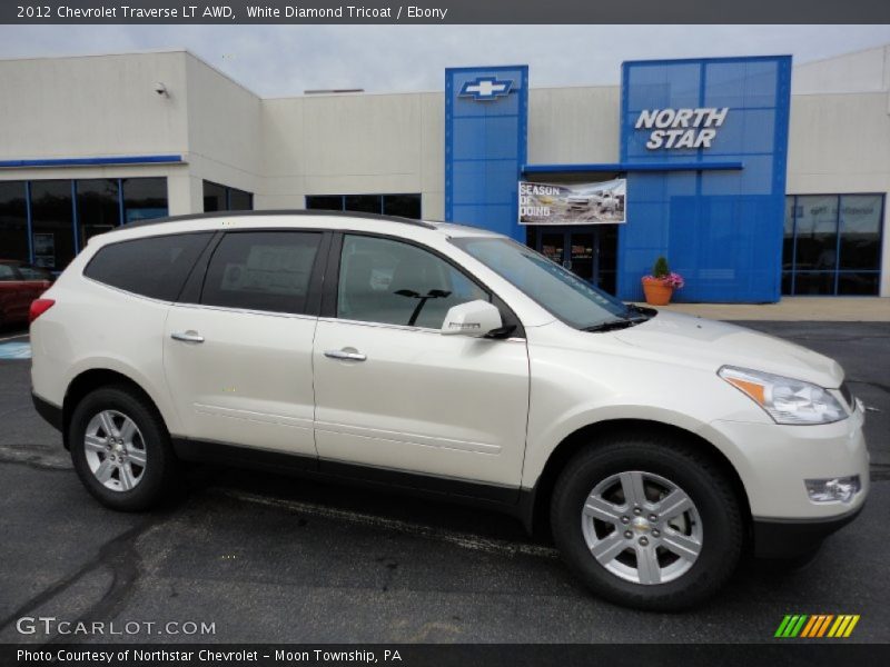 White Diamond Tricoat / Ebony 2012 Chevrolet Traverse LT AWD