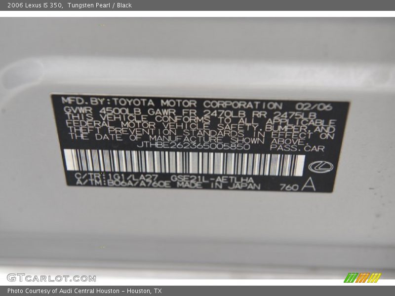 Tungsten Pearl / Black 2006 Lexus IS 350