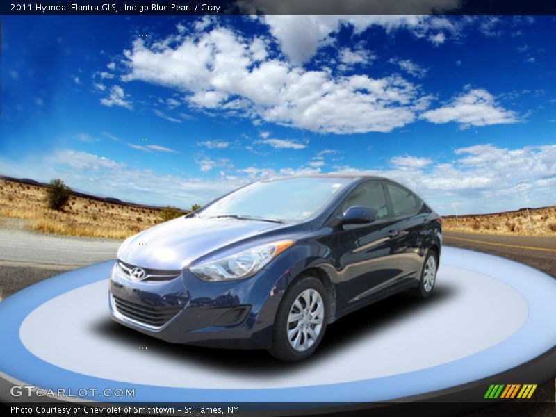 Indigo Blue Pearl / Gray 2011 Hyundai Elantra GLS