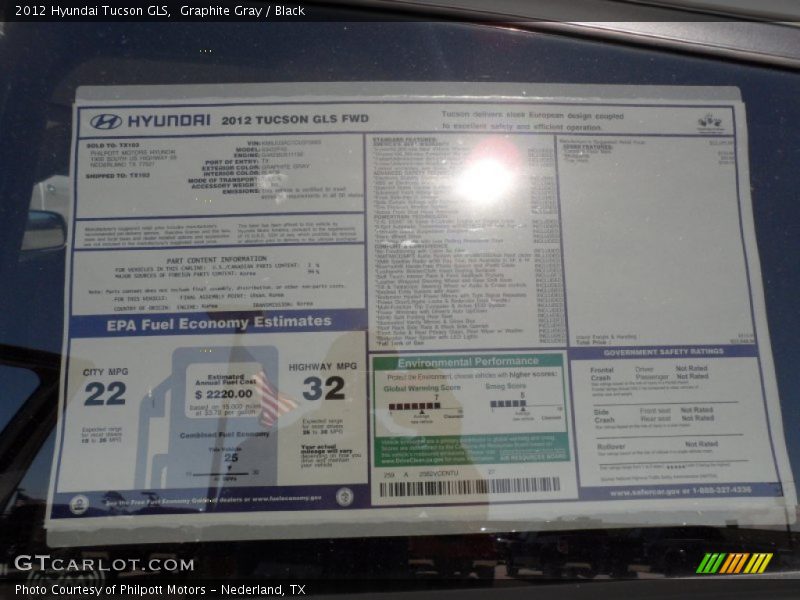  2012 Tucson GLS Window Sticker
