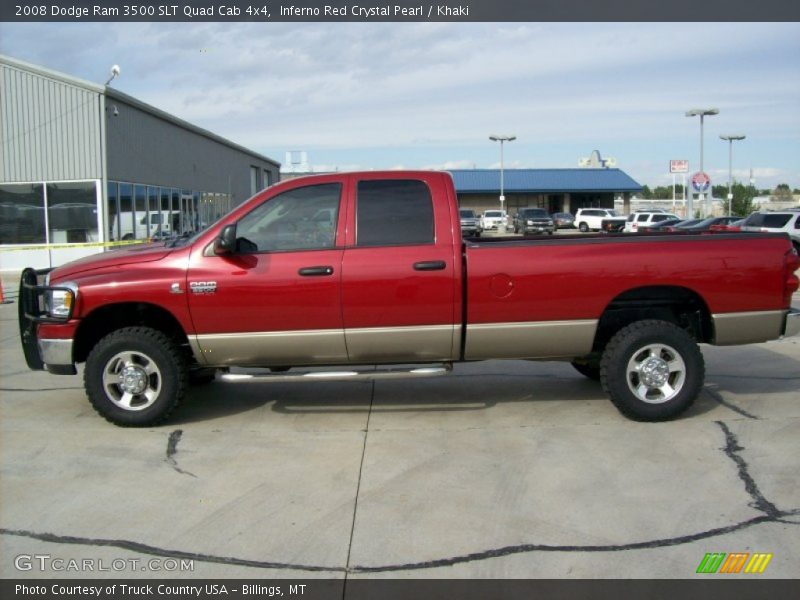 Inferno Red Crystal Pearl / Khaki 2008 Dodge Ram 3500 SLT Quad Cab 4x4