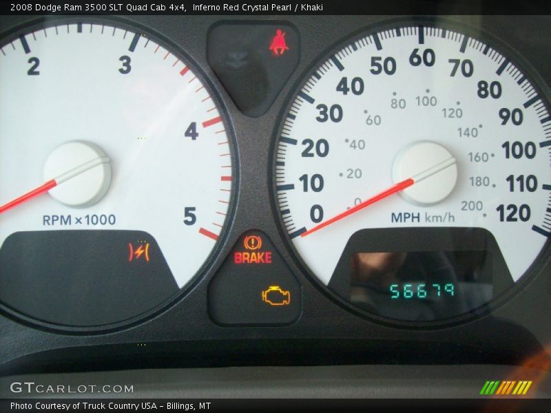 Inferno Red Crystal Pearl / Khaki 2008 Dodge Ram 3500 SLT Quad Cab 4x4