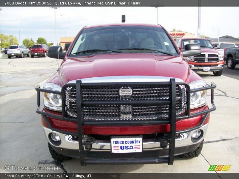 Inferno Red Crystal Pearl / Khaki 2008 Dodge Ram 3500 SLT Quad Cab 4x4