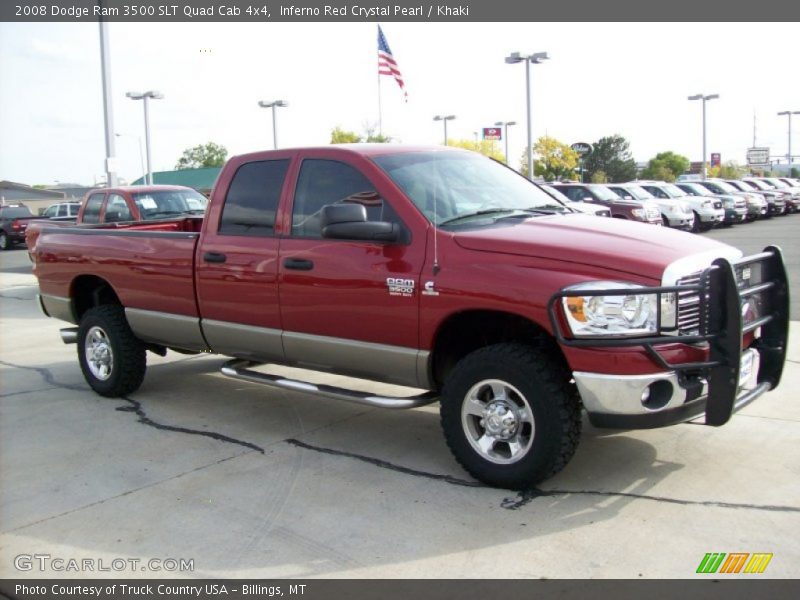 Inferno Red Crystal Pearl / Khaki 2008 Dodge Ram 3500 SLT Quad Cab 4x4
