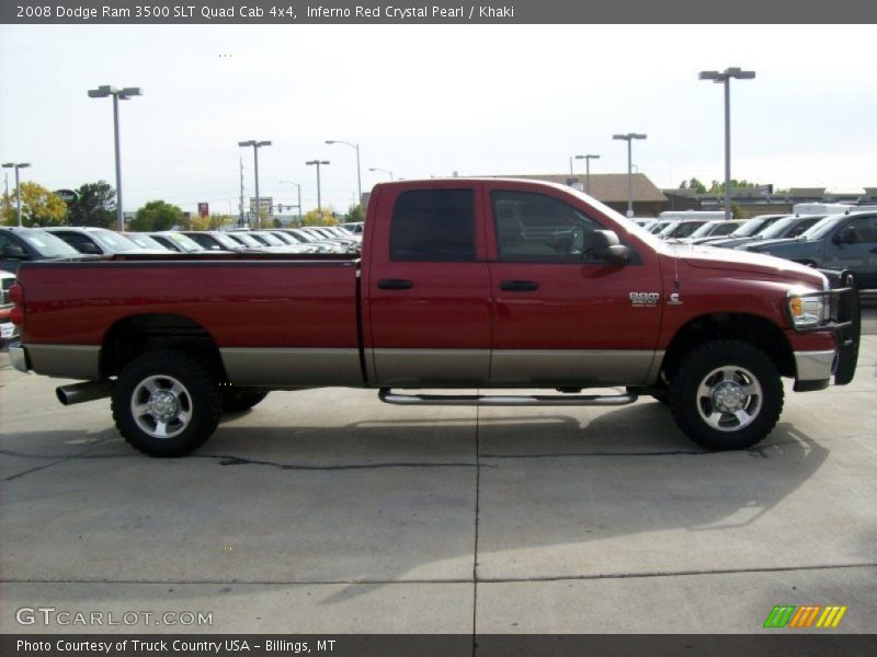 Inferno Red Crystal Pearl / Khaki 2008 Dodge Ram 3500 SLT Quad Cab 4x4