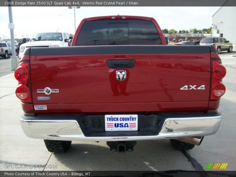 Inferno Red Crystal Pearl / Khaki 2008 Dodge Ram 3500 SLT Quad Cab 4x4
