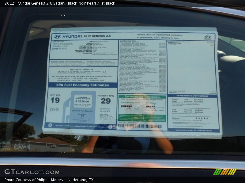  2012 Genesis 3.8 Sedan Window Sticker