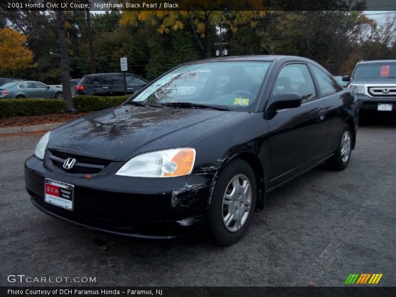 Nighthawk Black Pearl / Black 2001 Honda Civic LX Coupe