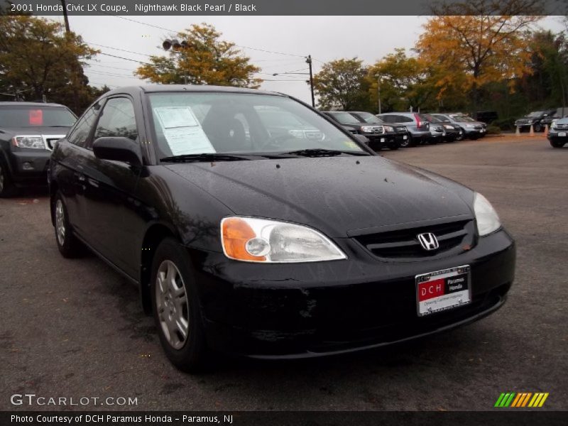 Nighthawk Black Pearl / Black 2001 Honda Civic LX Coupe