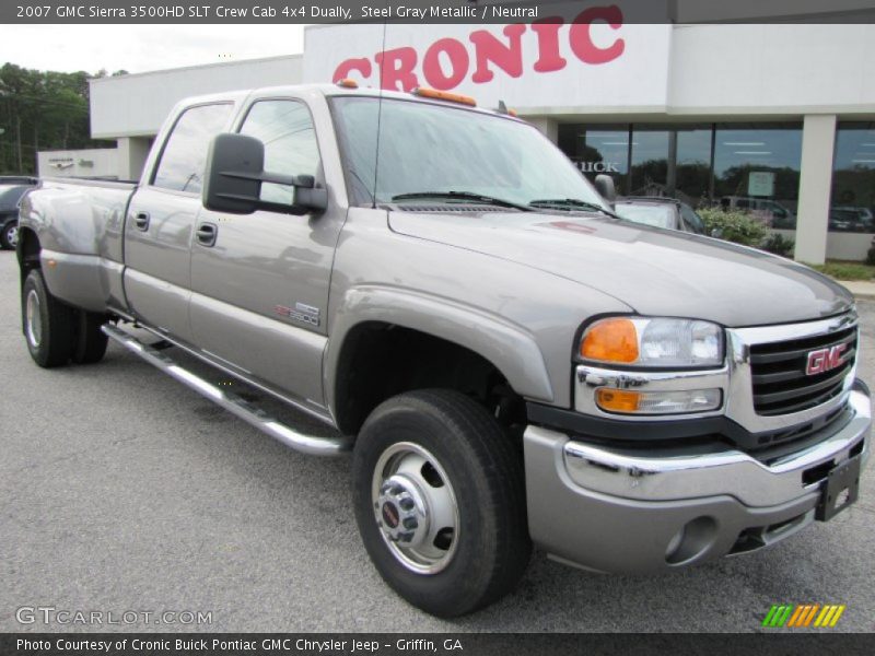 Steel Gray Metallic / Neutral 2007 GMC Sierra 3500HD SLT Crew Cab 4x4 Dually