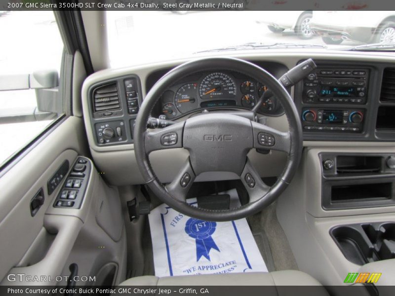Steel Gray Metallic / Neutral 2007 GMC Sierra 3500HD SLT Crew Cab 4x4 Dually