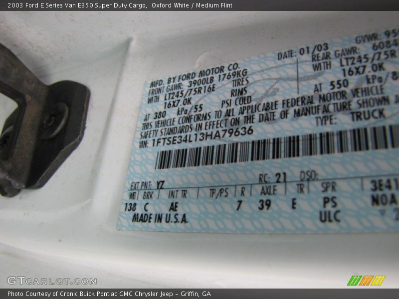 Oxford White / Medium Flint 2003 Ford E Series Van E350 Super Duty Cargo