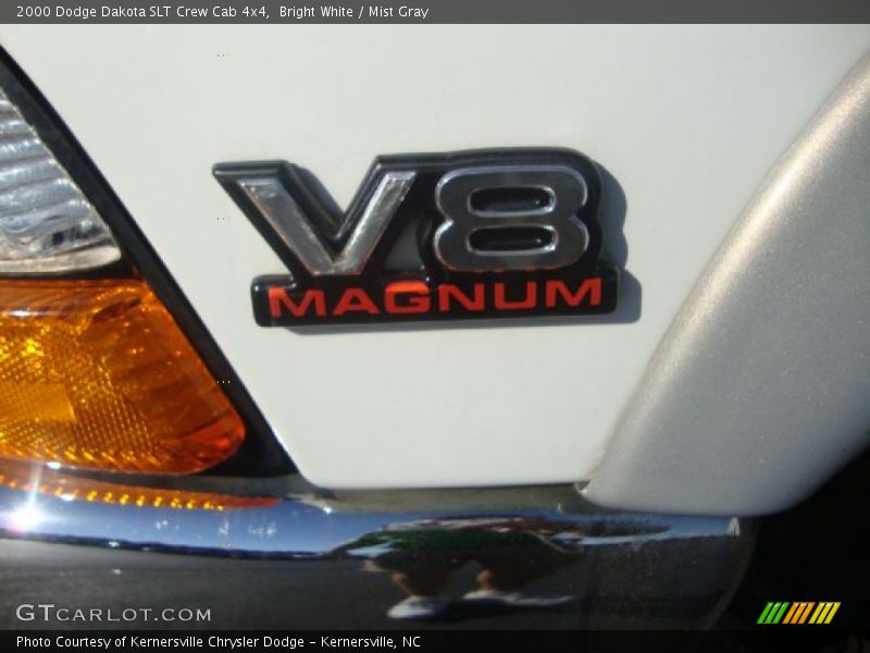 Bright White / Mist Gray 2000 Dodge Dakota SLT Crew Cab 4x4