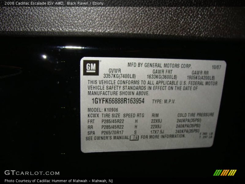 Black Raven / Ebony 2008 Cadillac Escalade ESV AWD