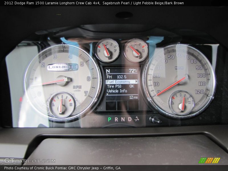 Sagebrush Pearl / Light Pebble Beige/Bark Brown 2012 Dodge Ram 1500 Laramie Longhorn Crew Cab 4x4