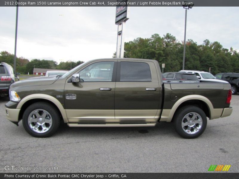 Sagebrush Pearl / Light Pebble Beige/Bark Brown 2012 Dodge Ram 1500 Laramie Longhorn Crew Cab 4x4
