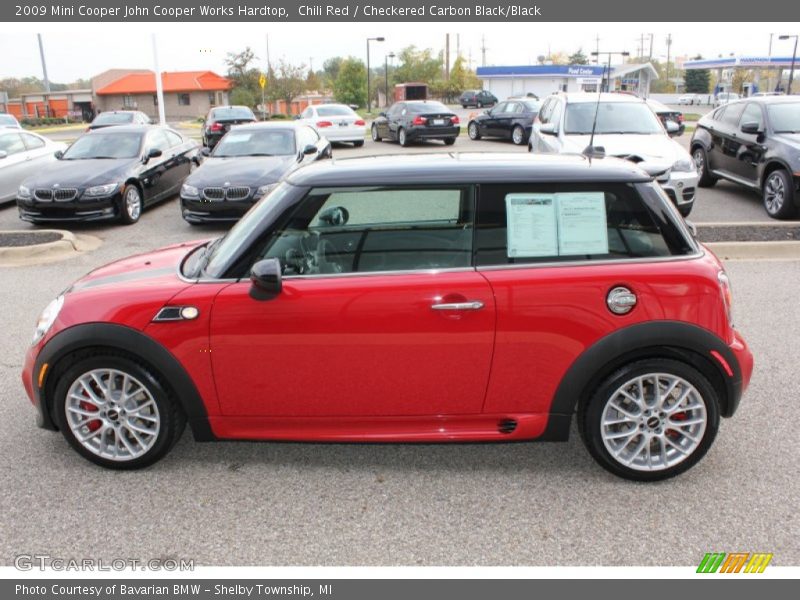 Chili Red / Checkered Carbon Black/Black 2009 Mini Cooper John Cooper Works Hardtop