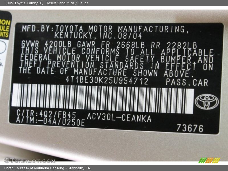 Desert Sand Mica / Taupe 2005 Toyota Camry LE