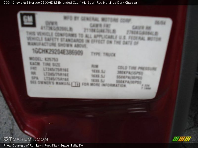 Sport Red Metallic / Dark Charcoal 2004 Chevrolet Silverado 2500HD LS Extended Cab 4x4