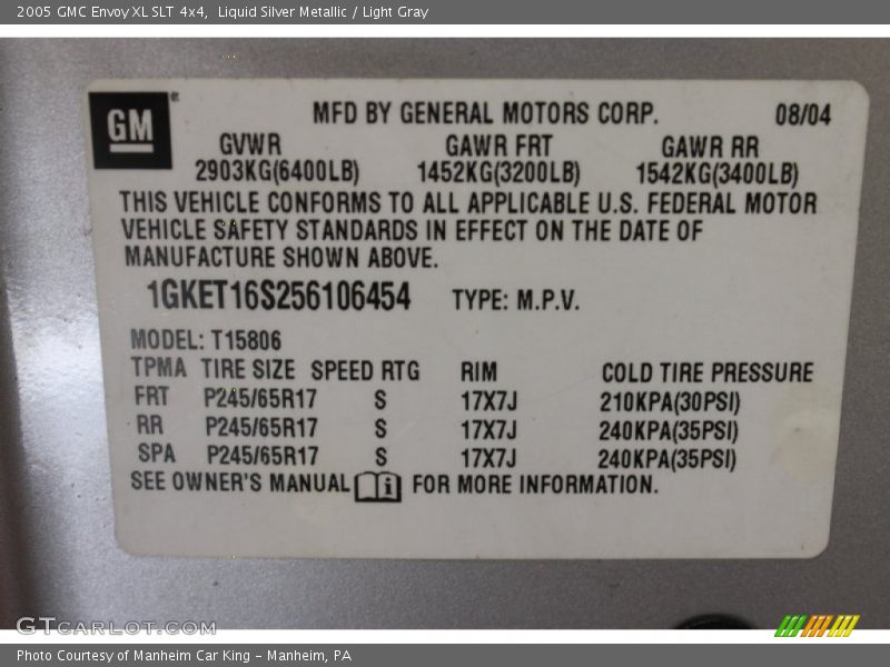 Liquid Silver Metallic / Light Gray 2005 GMC Envoy XL SLT 4x4