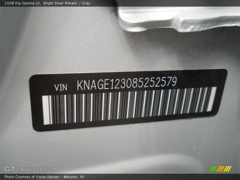 Bright Silver Metallic / Gray 2008 Kia Optima LX