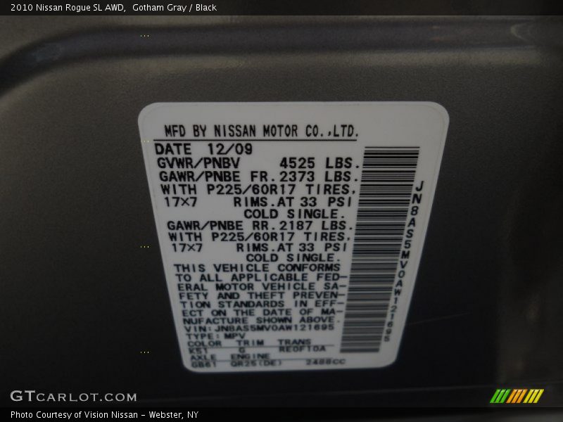 Gotham Gray / Black 2010 Nissan Rogue SL AWD