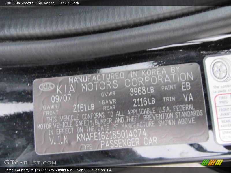 Black / Black 2008 Kia Spectra 5 SX Wagon