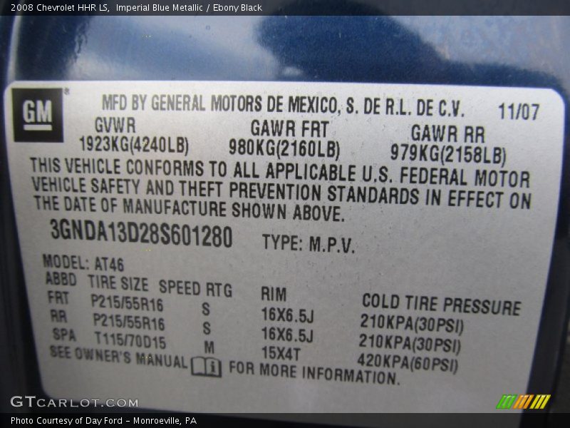 Imperial Blue Metallic / Ebony Black 2008 Chevrolet HHR LS