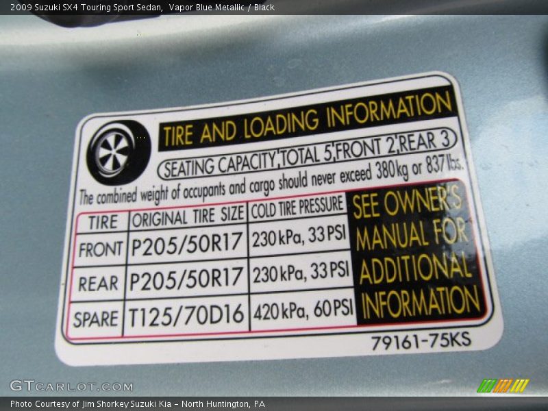 Vapor Blue Metallic / Black 2009 Suzuki SX4 Touring Sport Sedan