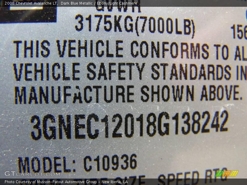 Dark Blue Metallic / Ebony/Light Cashmere 2008 Chevrolet Avalanche LT