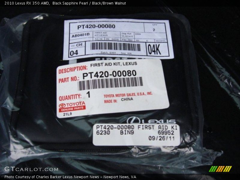 Black Sapphire Pearl / Black/Brown Walnut 2010 Lexus RX 350 AWD