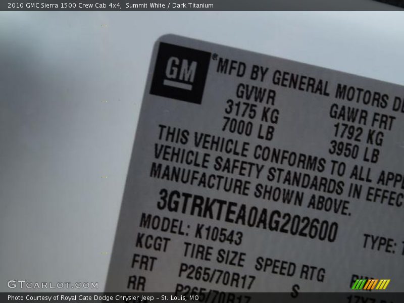Summit White / Dark Titanium 2010 GMC Sierra 1500 Crew Cab 4x4