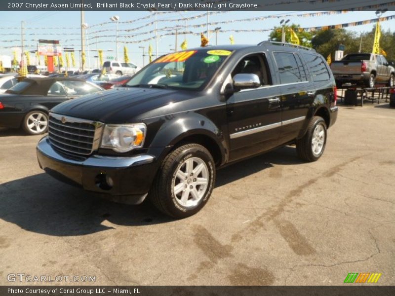 Brilliant Black Crystal Pearl / Dark Khaki/Light Graystone 2007 Chrysler Aspen Limited