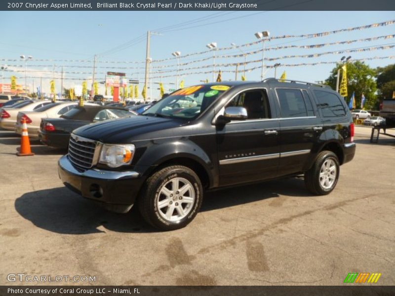 Brilliant Black Crystal Pearl / Dark Khaki/Light Graystone 2007 Chrysler Aspen Limited