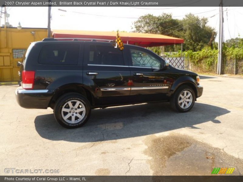 Brilliant Black Crystal Pearl / Dark Khaki/Light Graystone 2007 Chrysler Aspen Limited