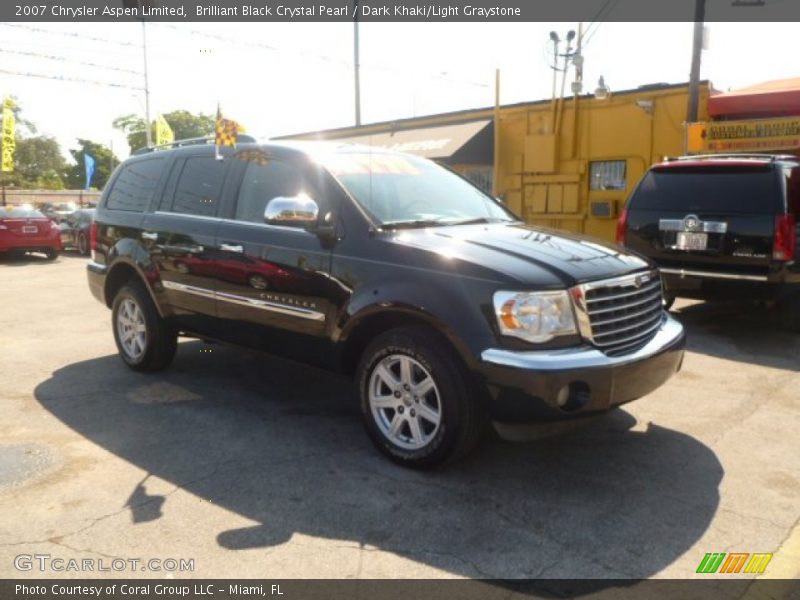 Brilliant Black Crystal Pearl / Dark Khaki/Light Graystone 2007 Chrysler Aspen Limited