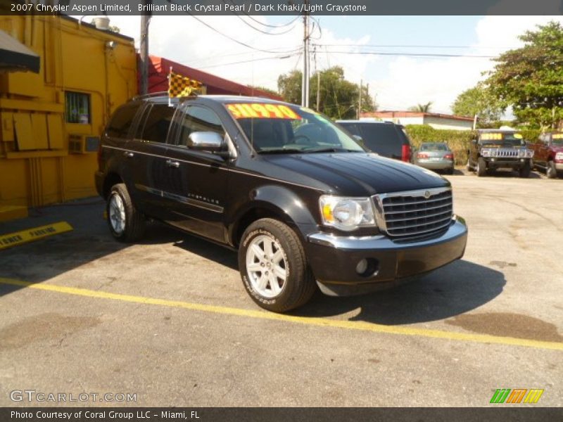 Brilliant Black Crystal Pearl / Dark Khaki/Light Graystone 2007 Chrysler Aspen Limited