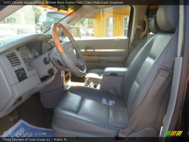 Brilliant Black Crystal Pearl / Dark Khaki/Light Graystone 2007 Chrysler Aspen Limited