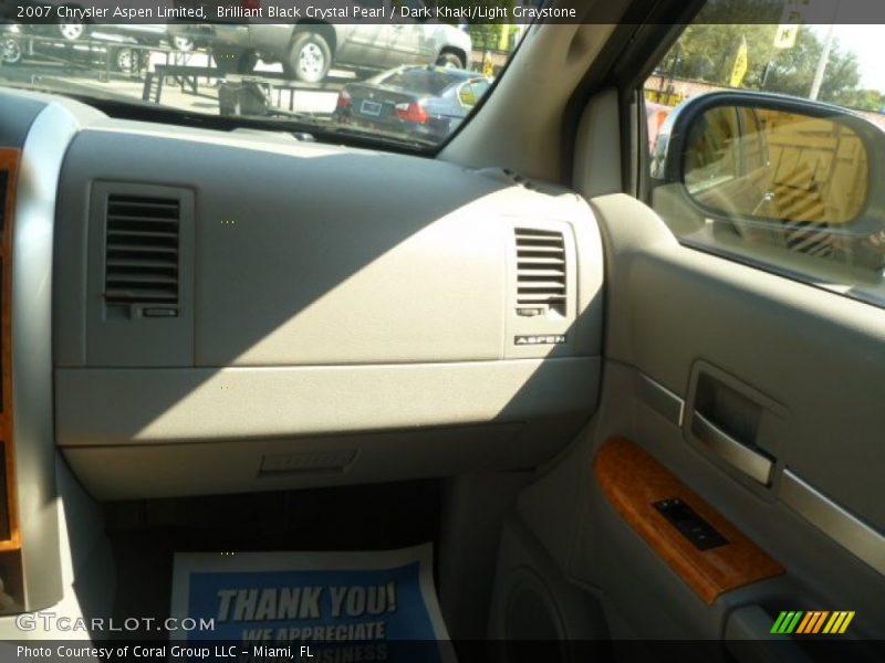 Brilliant Black Crystal Pearl / Dark Khaki/Light Graystone 2007 Chrysler Aspen Limited