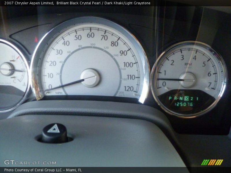 Brilliant Black Crystal Pearl / Dark Khaki/Light Graystone 2007 Chrysler Aspen Limited