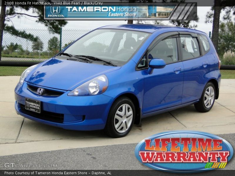 Vivid Blue Pearl / Black/Grey 2008 Honda Fit Hatchback