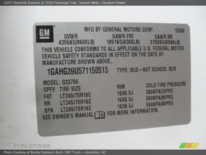 Summit White / Medium Pewter 2007 Chevrolet Express LS 3500 Passenger Van