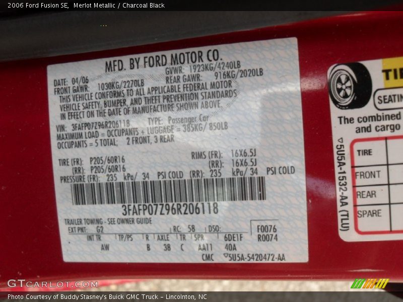 Merlot Metallic / Charcoal Black 2006 Ford Fusion SE