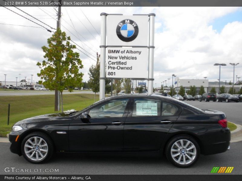 Black Sapphire Metallic / Venetian Beige 2012 BMW 5 Series 528i Sedan