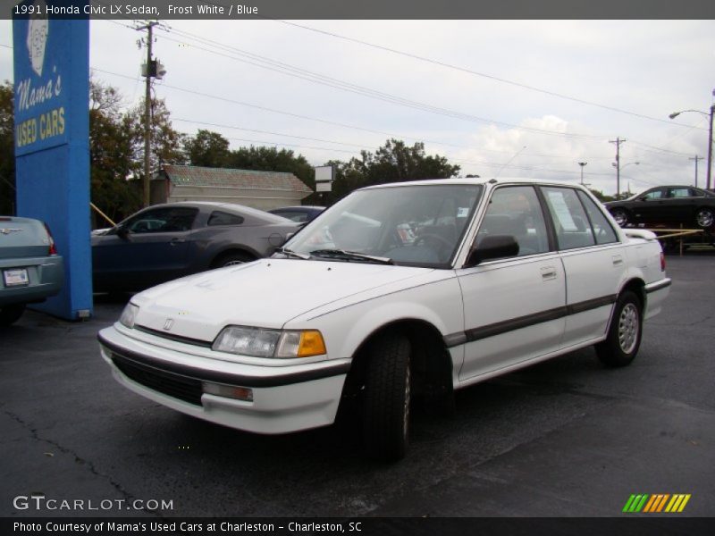 Frost White / Blue 1991 Honda Civic LX Sedan