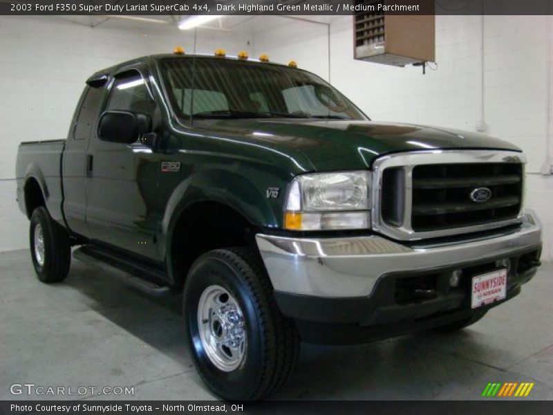 Dark Highland Green Metallic / Medium Parchment 2003 Ford F350 Super Duty Lariat SuperCab 4x4