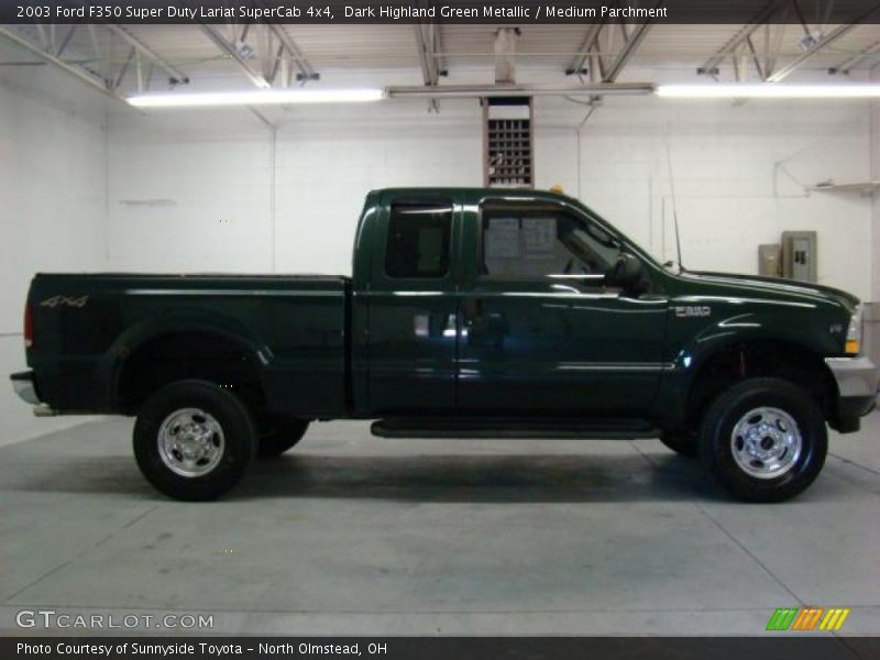 Dark Highland Green Metallic / Medium Parchment 2003 Ford F350 Super Duty Lariat SuperCab 4x4