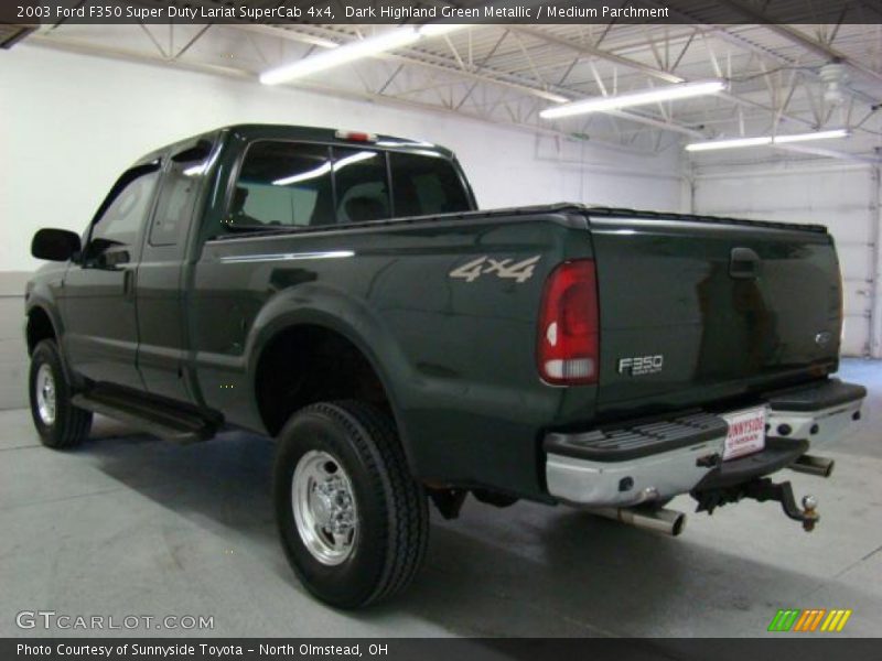 Dark Highland Green Metallic / Medium Parchment 2003 Ford F350 Super Duty Lariat SuperCab 4x4