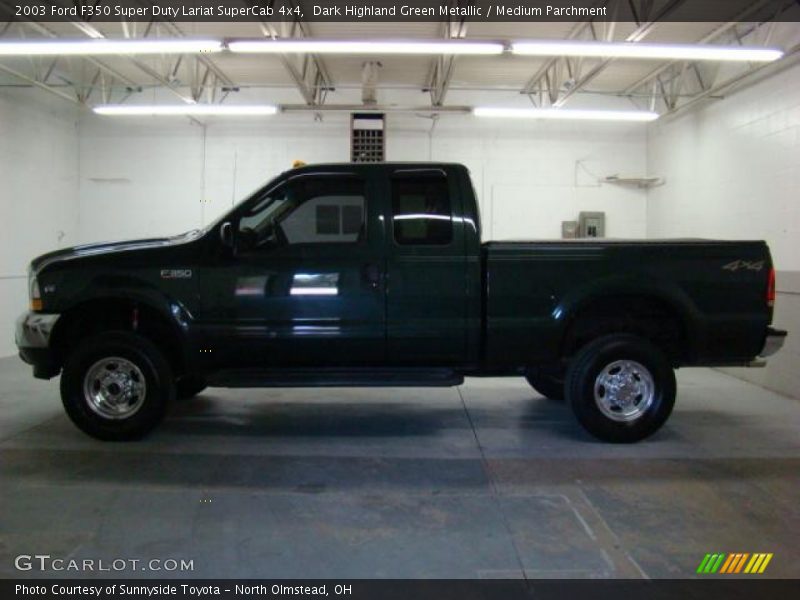 Dark Highland Green Metallic / Medium Parchment 2003 Ford F350 Super Duty Lariat SuperCab 4x4