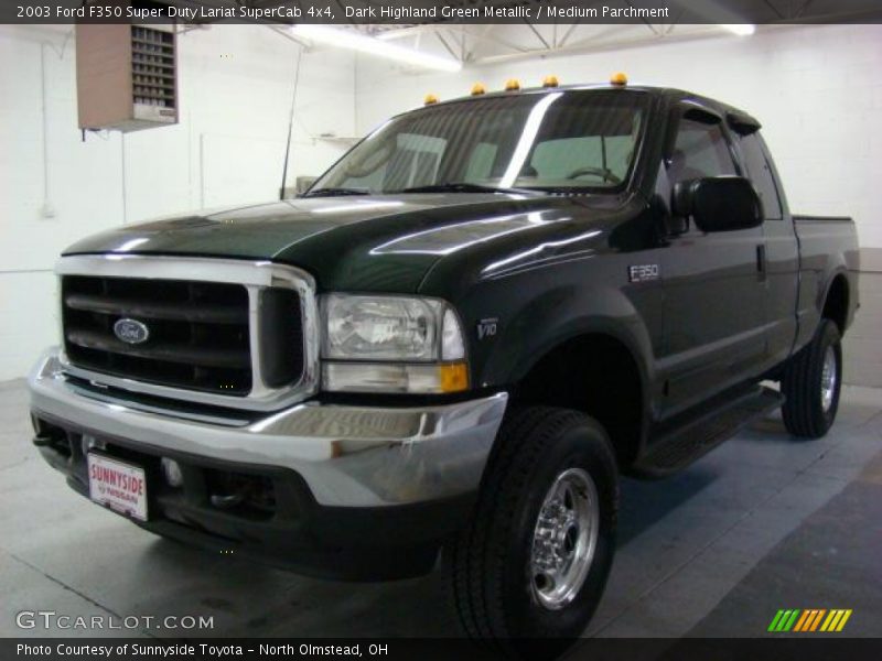 Dark Highland Green Metallic / Medium Parchment 2003 Ford F350 Super Duty Lariat SuperCab 4x4